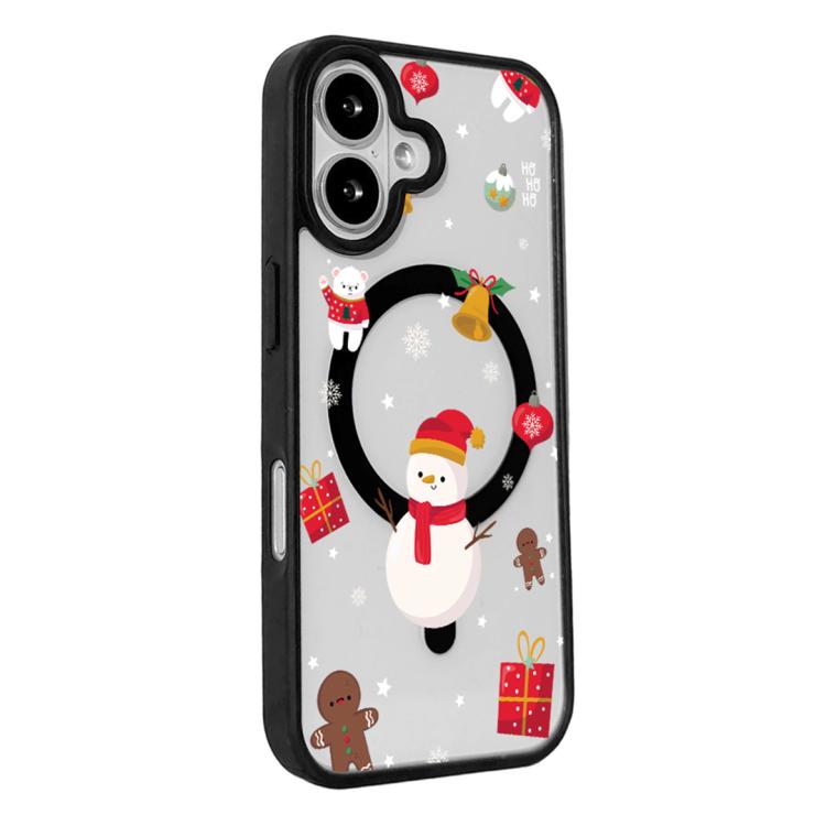 For iPhone 17 Christmas Series Strong Magnetic Painted Black Edge Phone Case