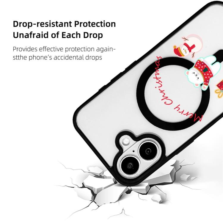 For iPhone 17 Christmas Series Strong Magnetic Painted Black Edge Phone Case