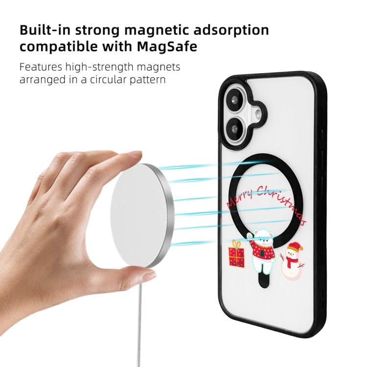 For iPhone 17 Christmas Series Strong Magnetic Painted Black Edge Phone Case