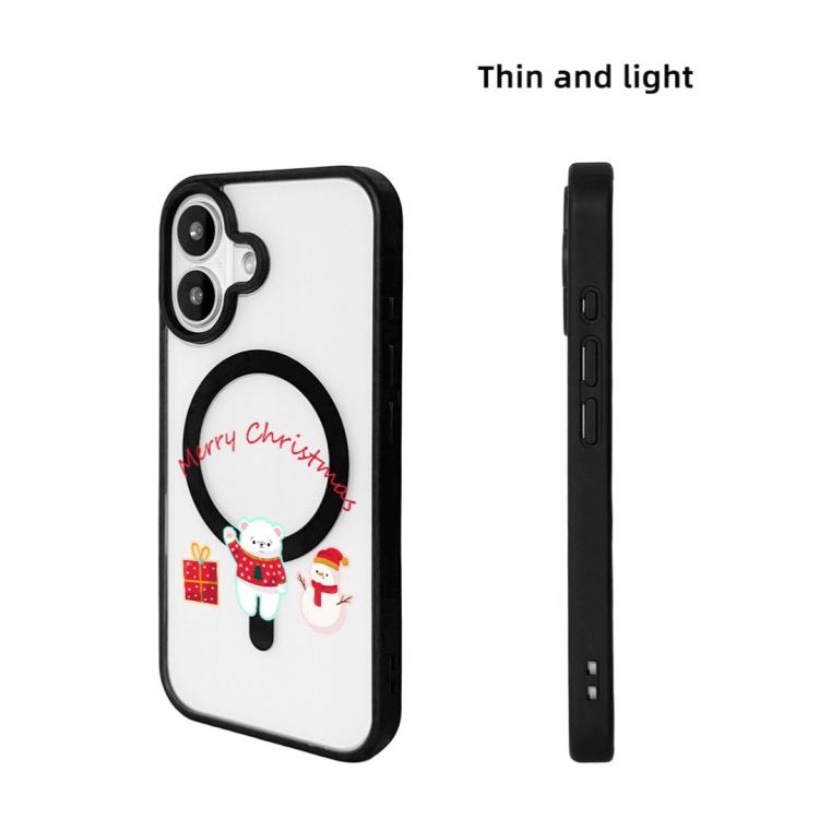 For iPhone 17 Christmas Series Strong Magnetic Painted Black Edge Phone Case