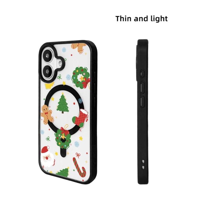 For iPhone 17 Christmas Series Strong Magnetic Painted Black Edge Phone Case