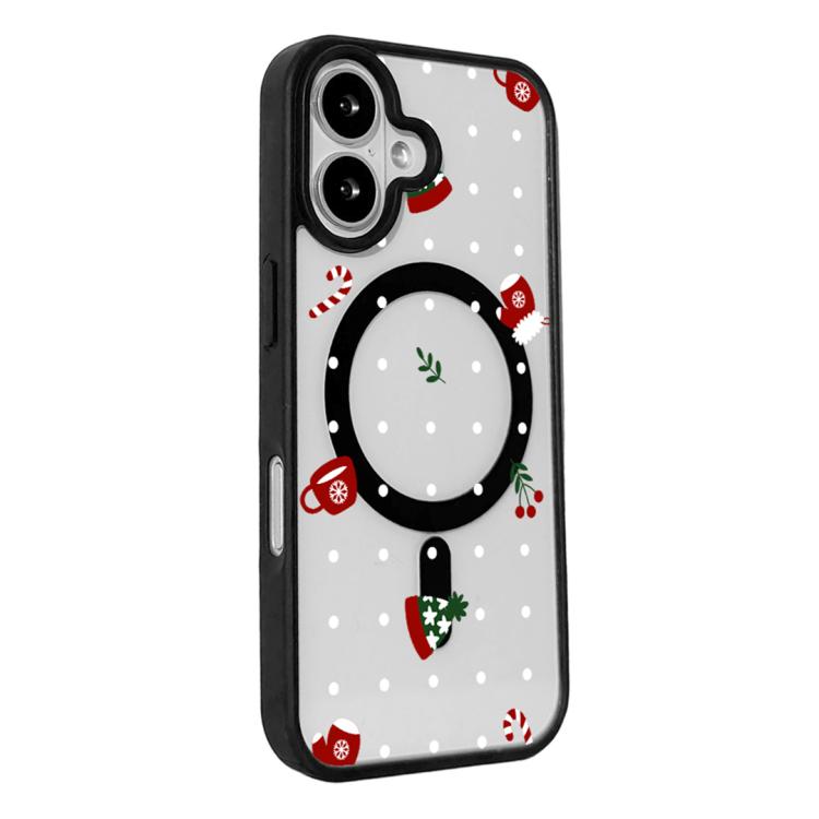 For iPhone 17 Christmas Series Strong Magnetic Painted Black Edge Phone Case