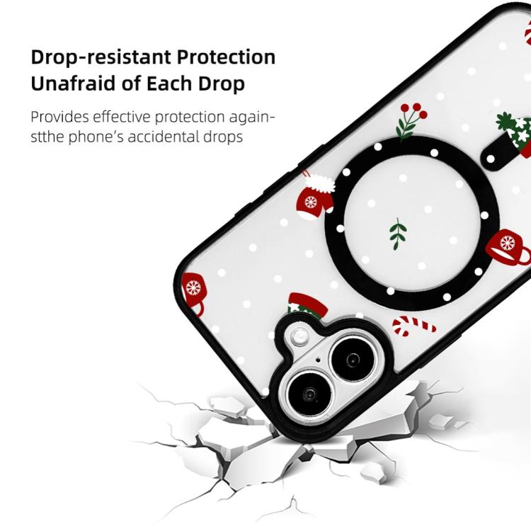 For iPhone 17 Christmas Series Strong Magnetic Painted Black Edge Phone Case