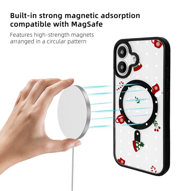 For iPhone 17 Christmas Series Strong Magnetic Painted Black Edge Phone Case