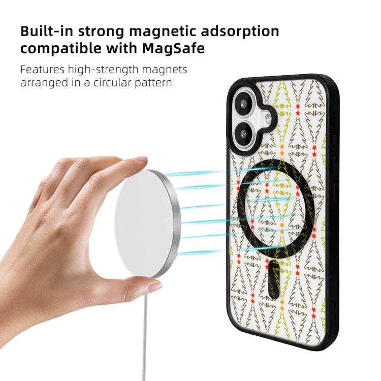 For iPhone 17 Christmas Series Strong Magnetic Painted Black Edge Phone Case
