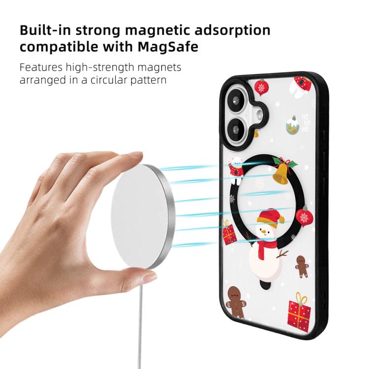 For iPhone 17 Christmas Series Strong Magnetic Painted Black Edge Phone Case