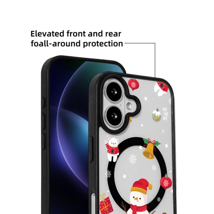 For iPhone 17 Christmas Series Strong Magnetic Painted Black Edge Phone Case
