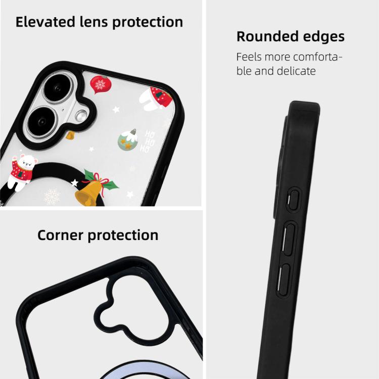 For iPhone 17 Christmas Series Strong Magnetic Painted Black Edge Phone Case