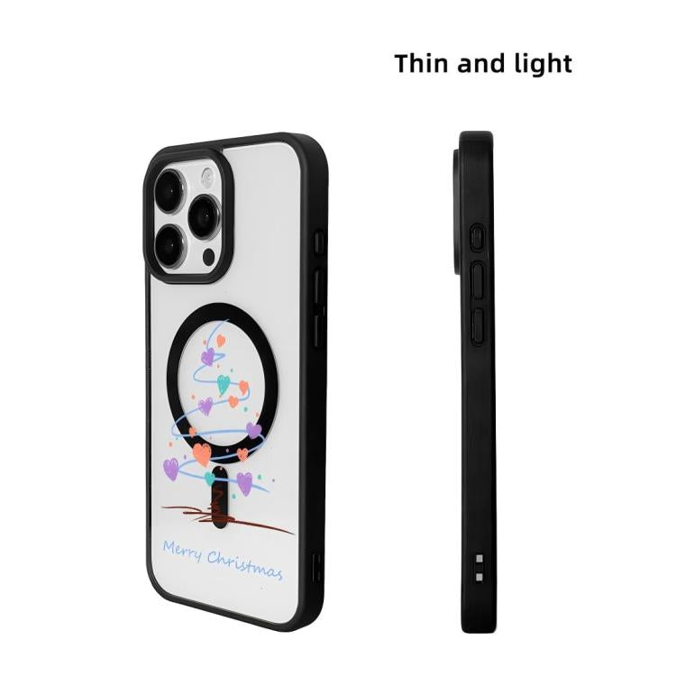 For iPhone 16 Pro Max Christmas Series Strong Magnetic Painted Black Edge Phone Case