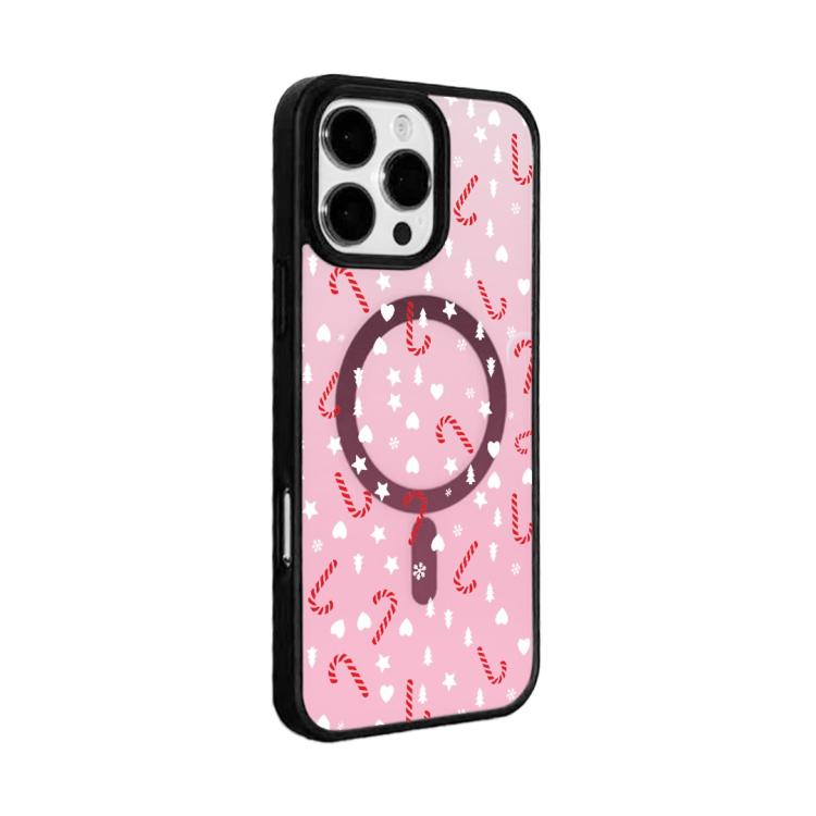 For iPhone 16 Pro Max Christmas Series Strong Magnetic Painted Black Edge Phone Case