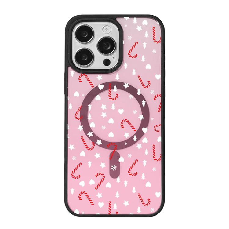 For iPhone 16 Pro Max Christmas Series Strong Magnetic Painted Black Edge Phone Case