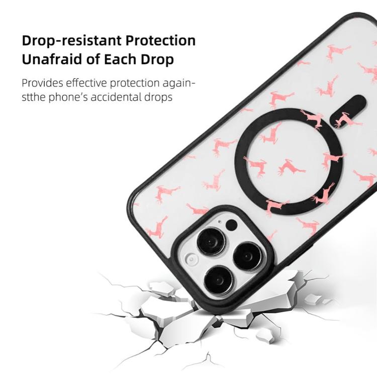 For iPhone 16 Pro Max Christmas Series Strong Magnetic Painted Black Edge Phone Case