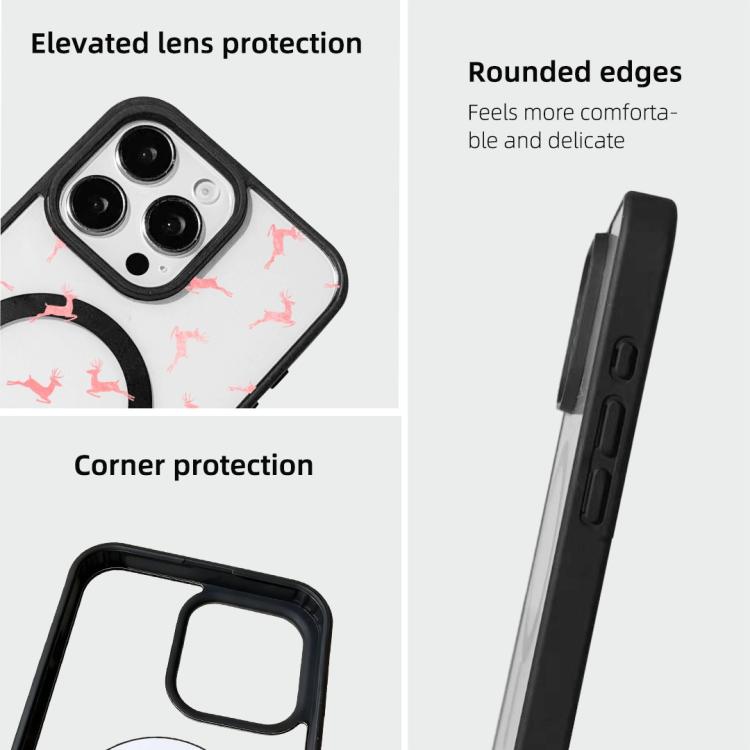 For iPhone 16 Pro Max Christmas Series Strong Magnetic Painted Black Edge Phone Case