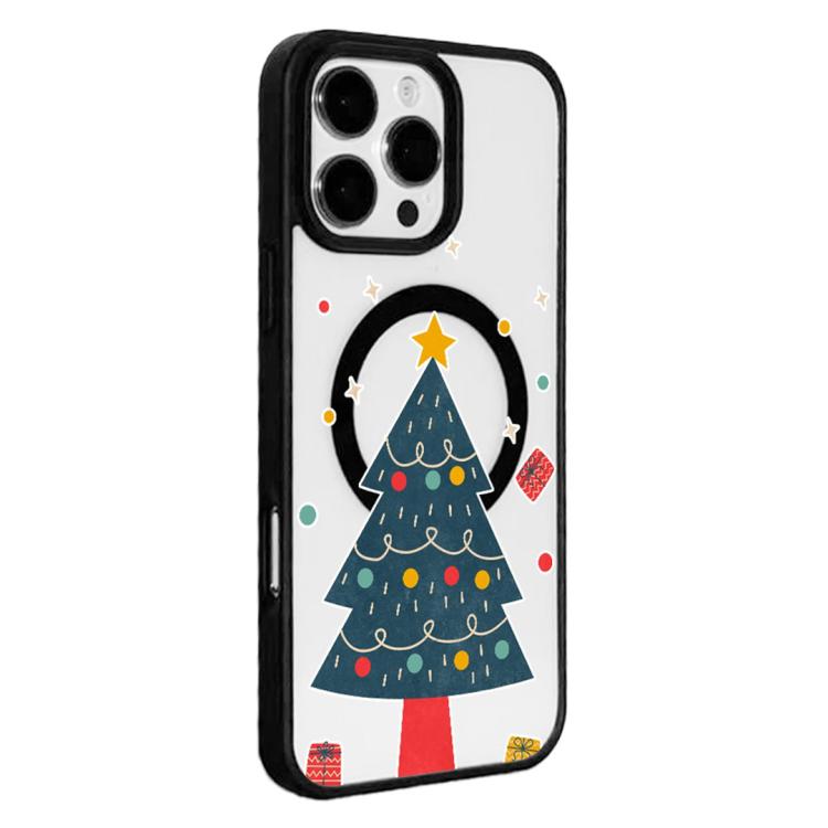 For iPhone 16 Pro Max Christmas Series Strong Magnetic Painted Black Edge Phone Case