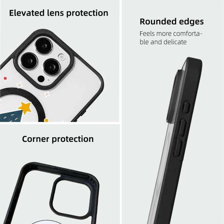 For iPhone 16 Pro Max Christmas Series Strong Magnetic Painted Black Edge Phone Case