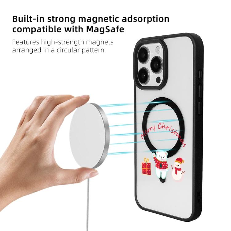 For iPhone 16 Pro Max Christmas Series Strong Magnetic Painted Black Edge Phone Case