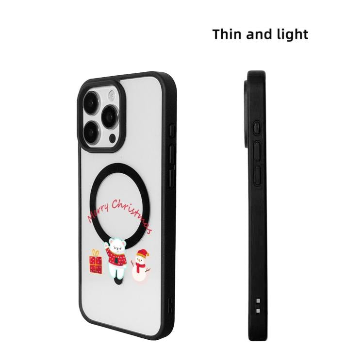 For iPhone 16 Pro Max Christmas Series Strong Magnetic Painted Black Edge Phone Case