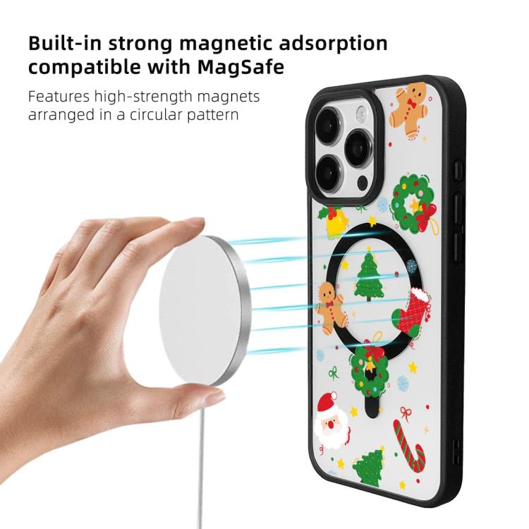 For iPhone 16 Pro Max Christmas Series Strong Magnetic Painted Black Edge Phone Case