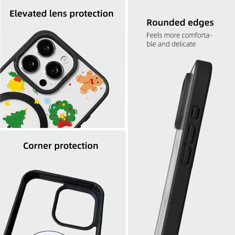 For iPhone 16 Pro Max Christmas Series Strong Magnetic Painted Black Edge Phone Case
