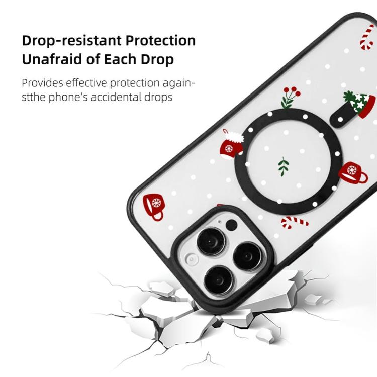 For iPhone 16 Pro Max Christmas Series Strong Magnetic Painted Black Edge Phone Case