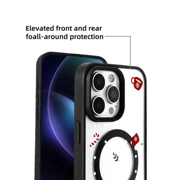 For iPhone 16 Pro Max Christmas Series Strong Magnetic Painted Black Edge Phone Case