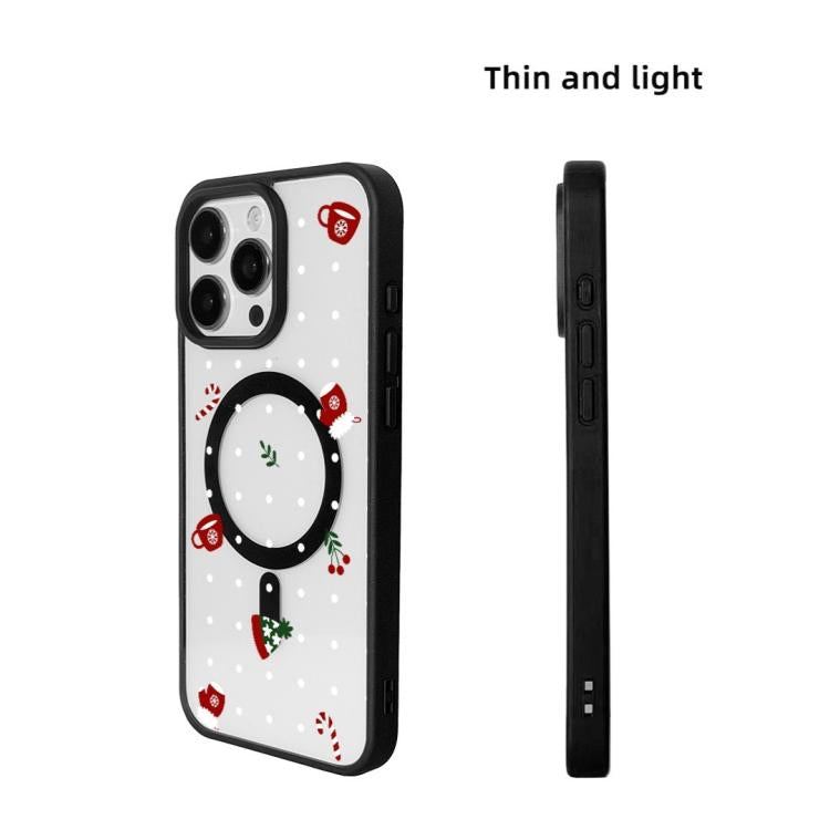 For iPhone 16 Pro Max Christmas Series Strong Magnetic Painted Black Edge Phone Case