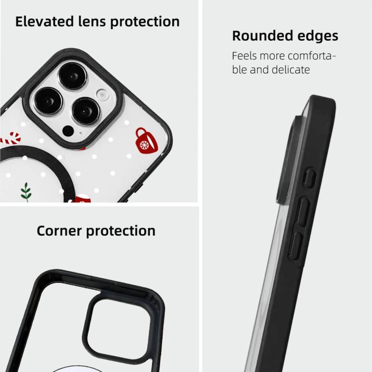 For iPhone 16 Pro Max Christmas Series Strong Magnetic Painted Black Edge Phone Case