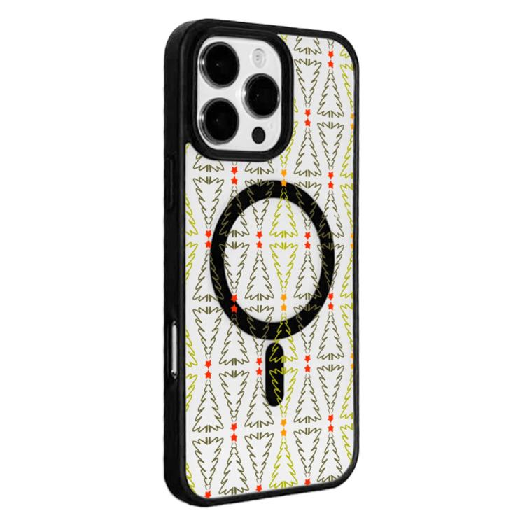 For iPhone 16 Pro Max Christmas Series Strong Magnetic Painted Black Edge Phone Case