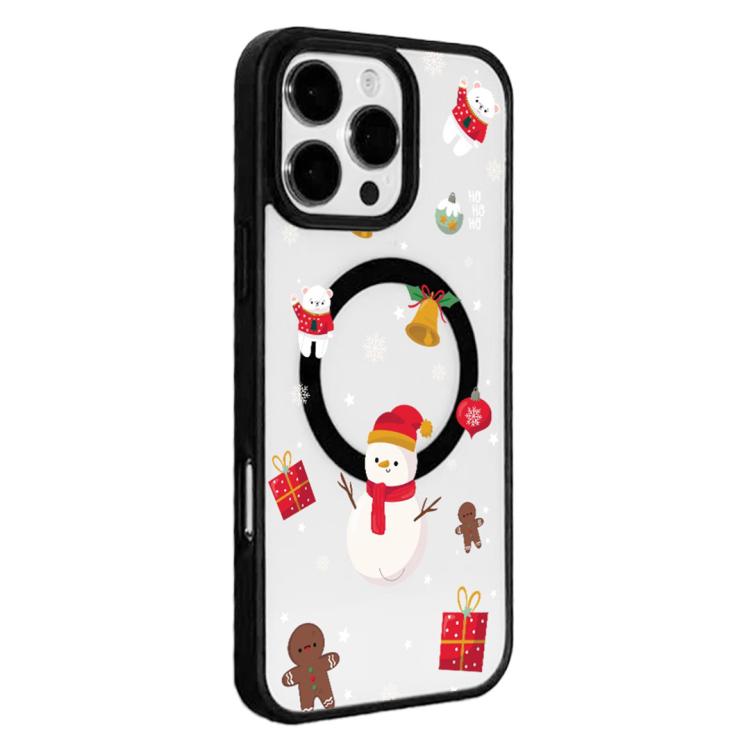 For iPhone 16 Pro Max Christmas Series Strong Magnetic Painted Black Edge Phone Case