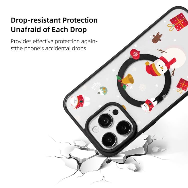 For iPhone 16 Pro Max Christmas Series Strong Magnetic Painted Black Edge Phone Case