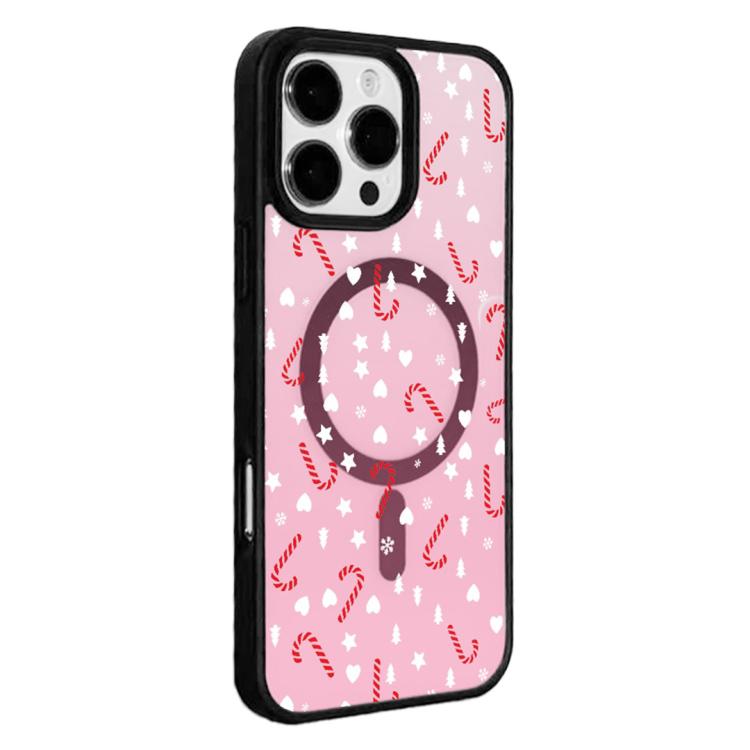 For iPhone 16 Pro Christmas Series Strong Magnetic Painted Black Edge Phone Case