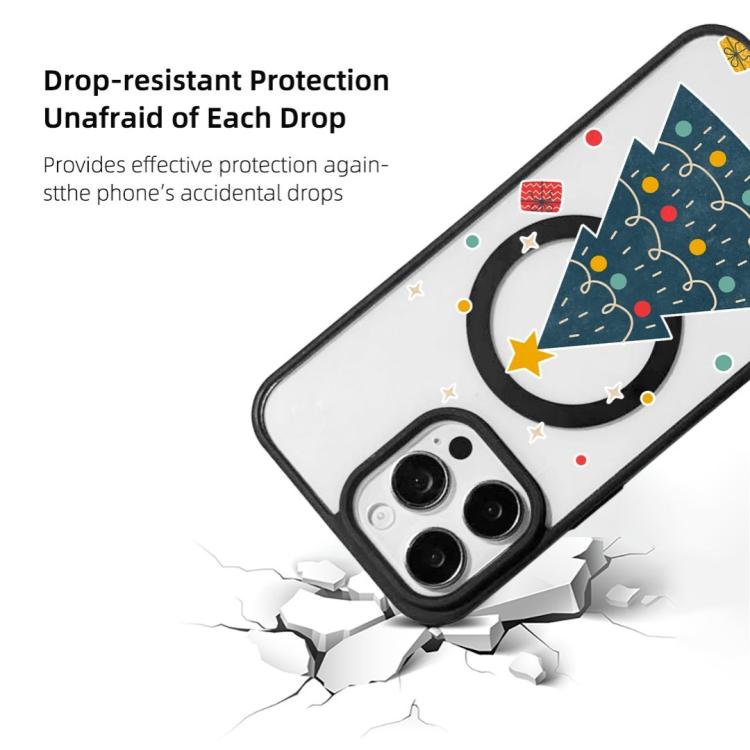 For iPhone 16 Pro Christmas Series Strong Magnetic Painted Black Edge Phone Case