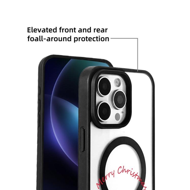 For iPhone 16 Pro Christmas Series Strong Magnetic Painted Black Edge Phone Case