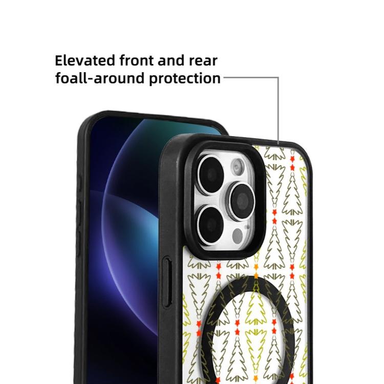 For iPhone 16 Pro Christmas Series Strong Magnetic Painted Black Edge Phone Case