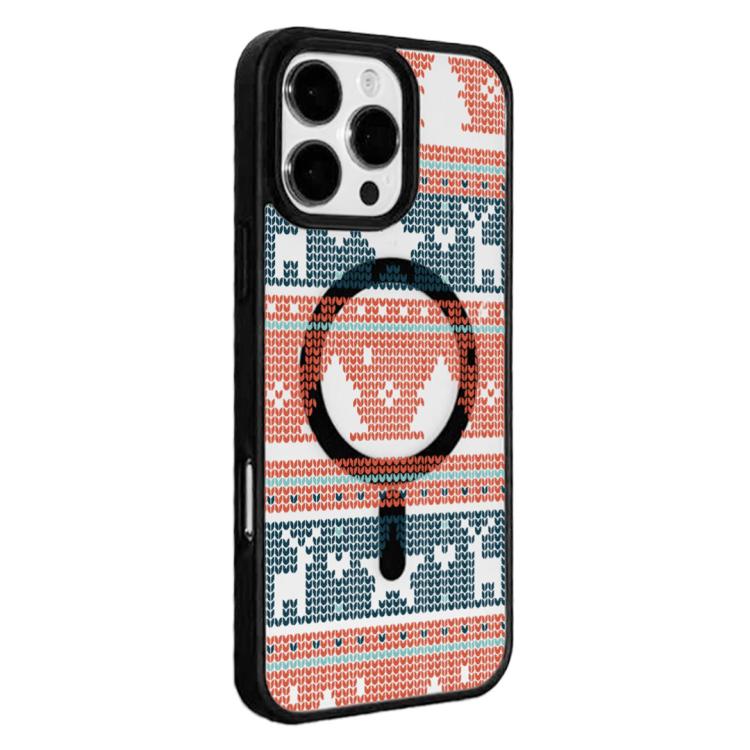 For iPhone 16 Pro Christmas Series Strong Magnetic Painted Black Edge Phone Case