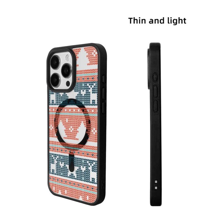 For iPhone 16 Pro Christmas Series Strong Magnetic Painted Black Edge Phone Case