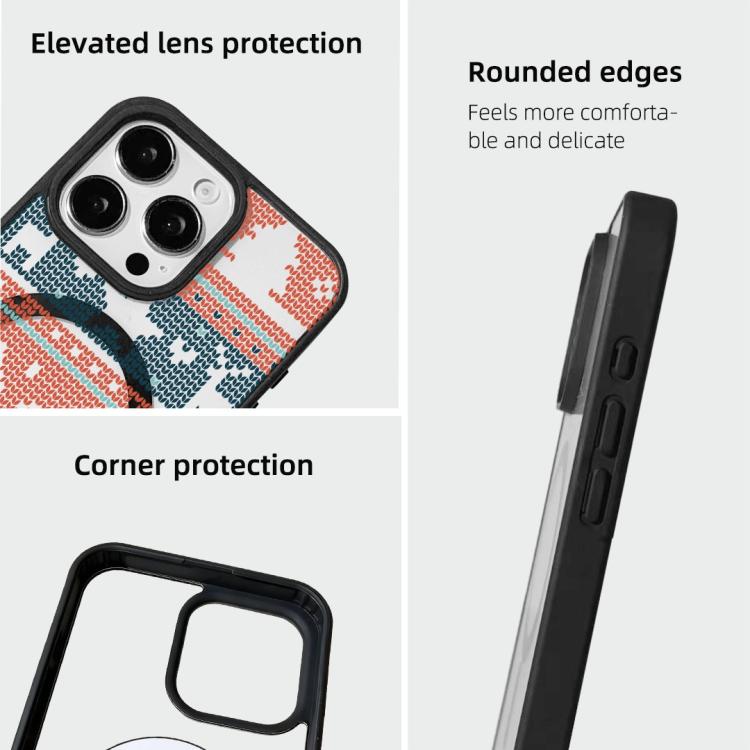 For iPhone 16 Pro Christmas Series Strong Magnetic Painted Black Edge Phone Case