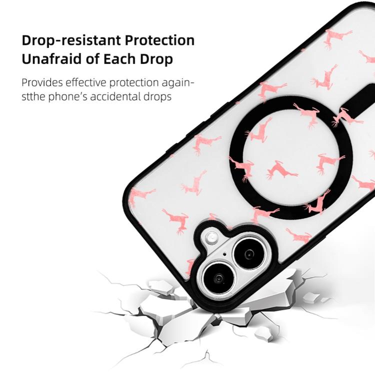 For iPhone 16 Christmas Series Strong Magnetic Painted Black Edge Phone Case