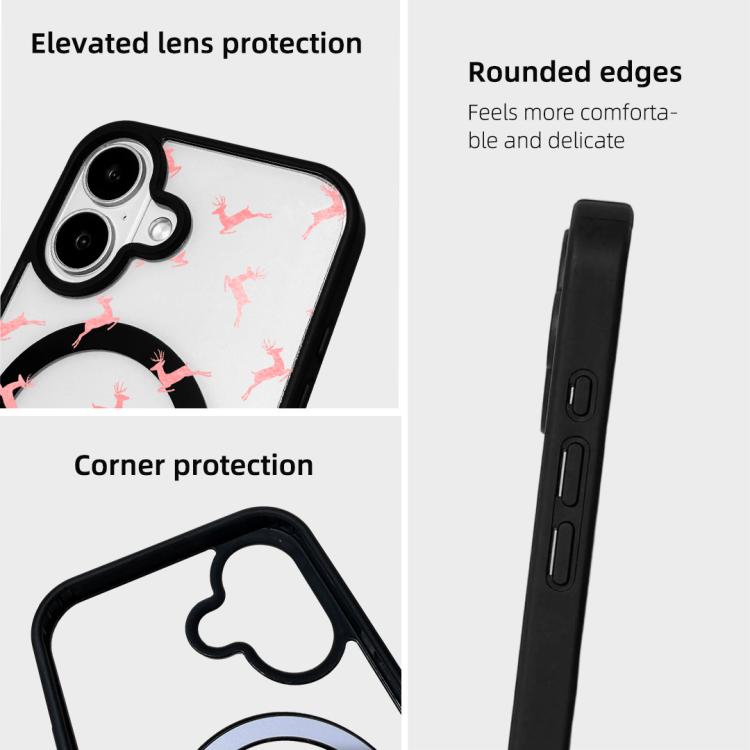 For iPhone 16 Christmas Series Strong Magnetic Painted Black Edge Phone Case