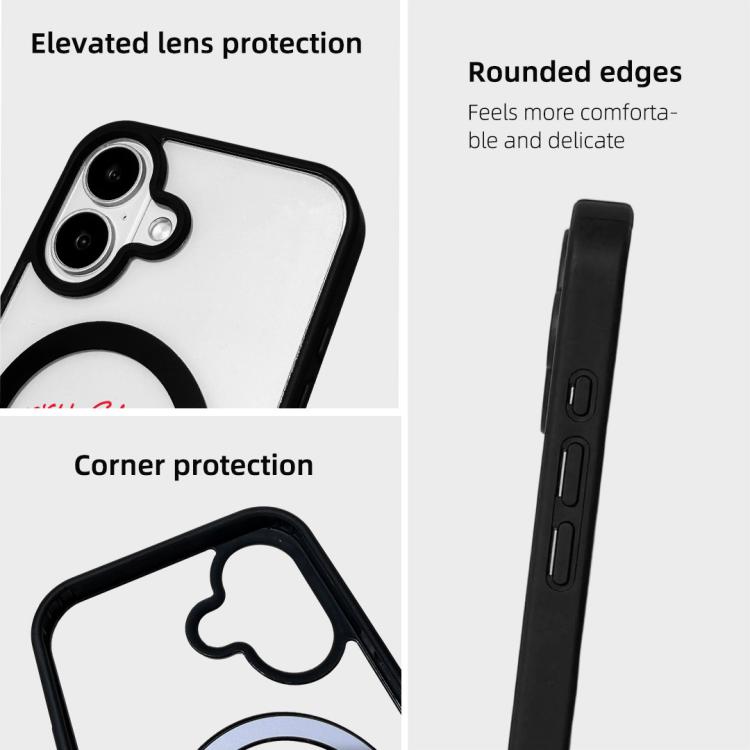 For iPhone 16 Christmas Series Strong Magnetic Painted Black Edge Phone Case
