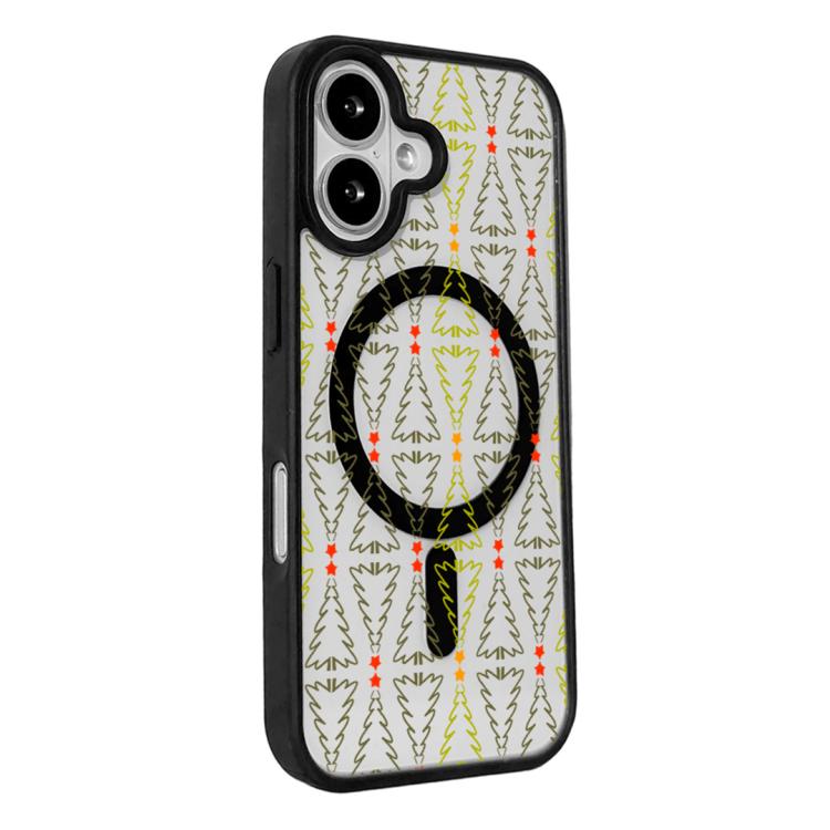 For iPhone 16 Christmas Series Strong Magnetic Painted Black Edge Phone Case