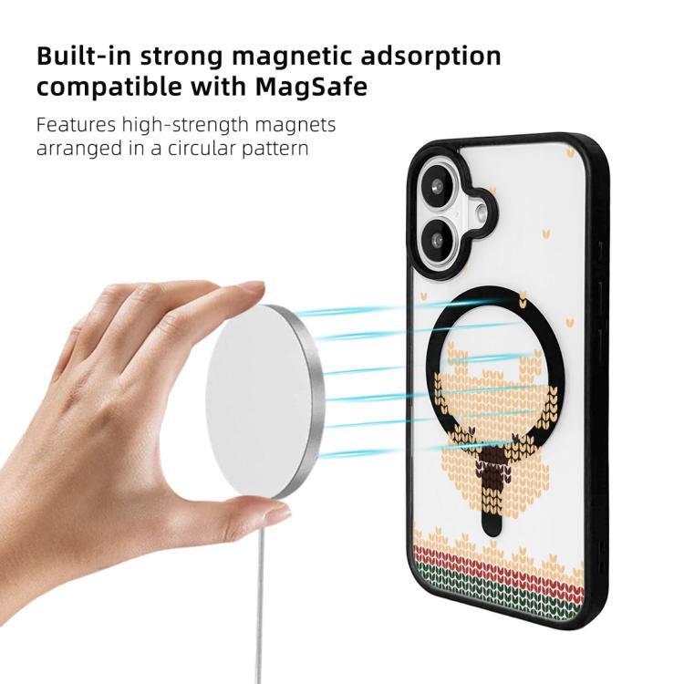 For iPhone 16 Christmas Series Strong Magnetic Painted Black Edge Phone Case