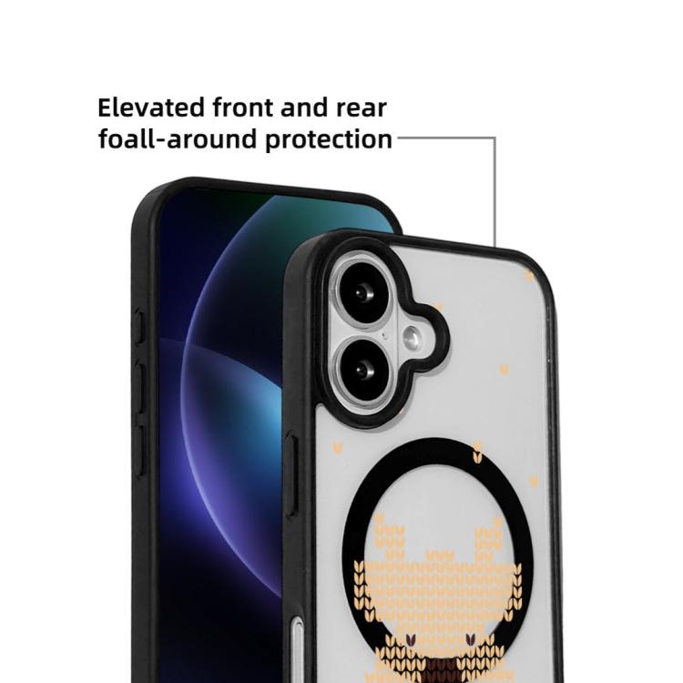 For iPhone 16 Christmas Series Strong Magnetic Painted Black Edge Phone Case