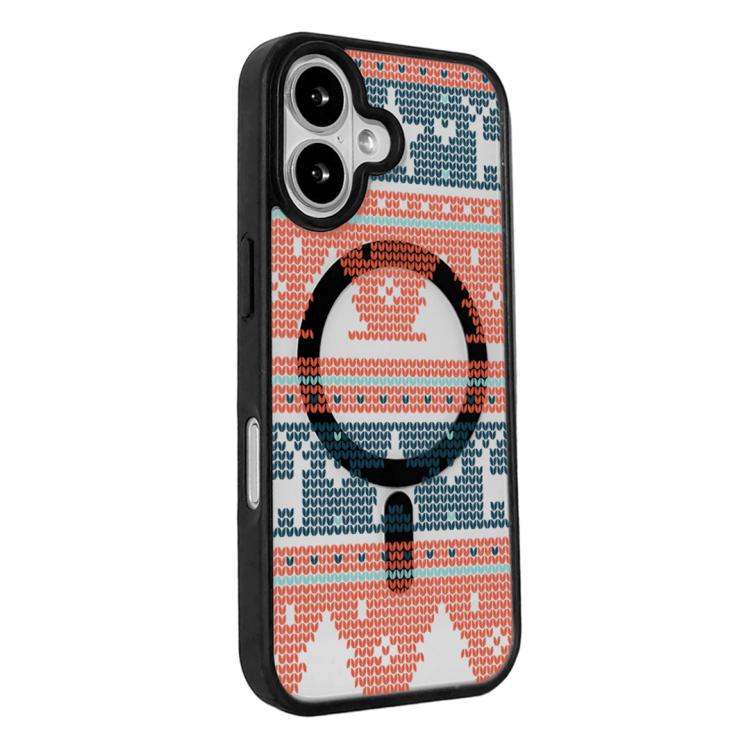 For iPhone 16 Christmas Series Strong Magnetic Painted Black Edge Phone Case