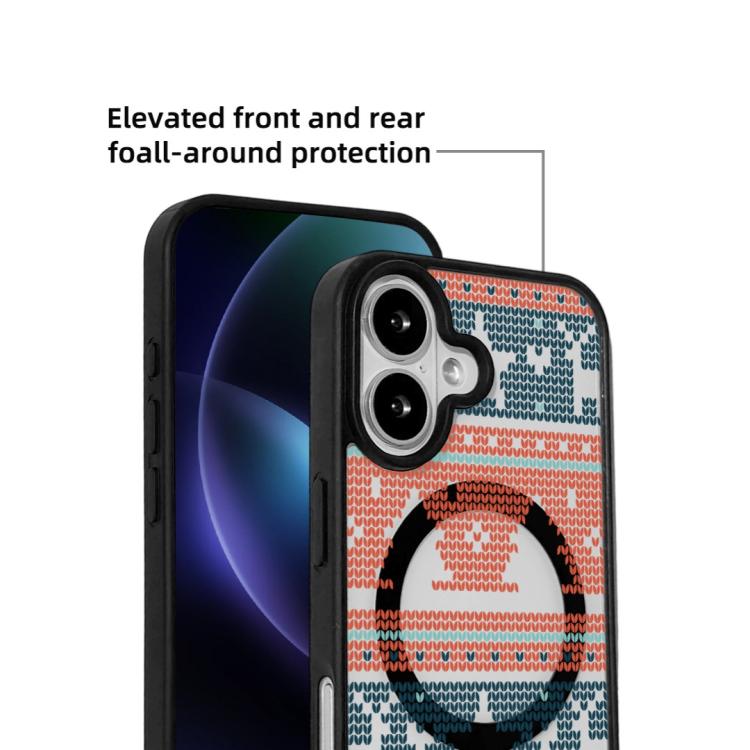 For iPhone 16 Christmas Series Strong Magnetic Painted Black Edge Phone Case
