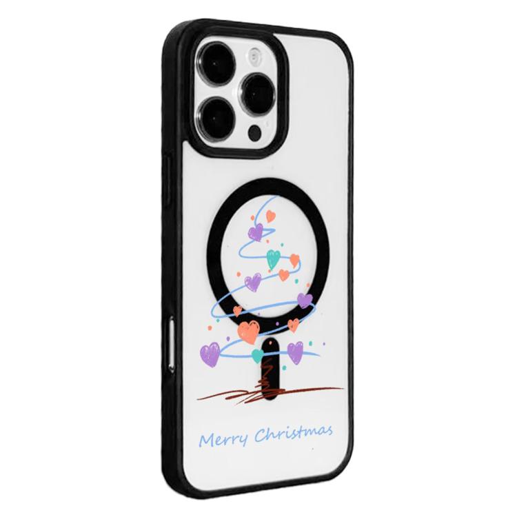 For  iPhone 15 Pro Max Christmas Series Strong Magnetic Painted Black Edge Phone Case
