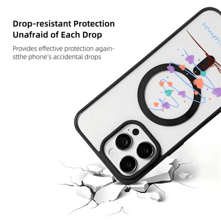 For  iPhone 15 Pro Max Christmas Series Strong Magnetic Painted Black Edge Phone Case