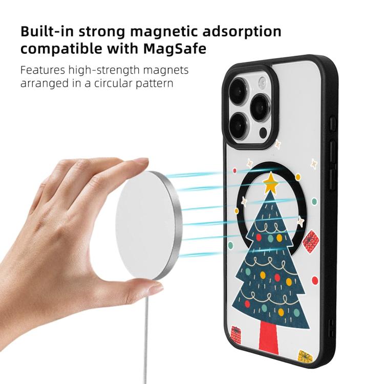 For  iPhone 15 Pro Max Christmas Series Strong Magnetic Painted Black Edge Phone Case