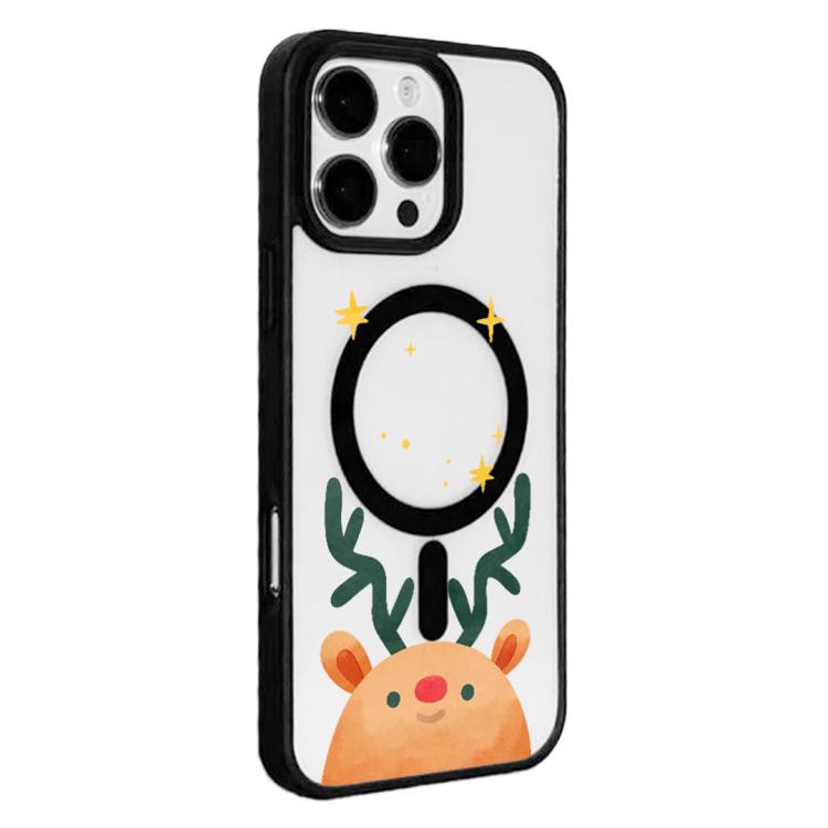 For  iPhone 15 Pro Max Christmas Series Strong Magnetic Painted Black Edge Phone Case