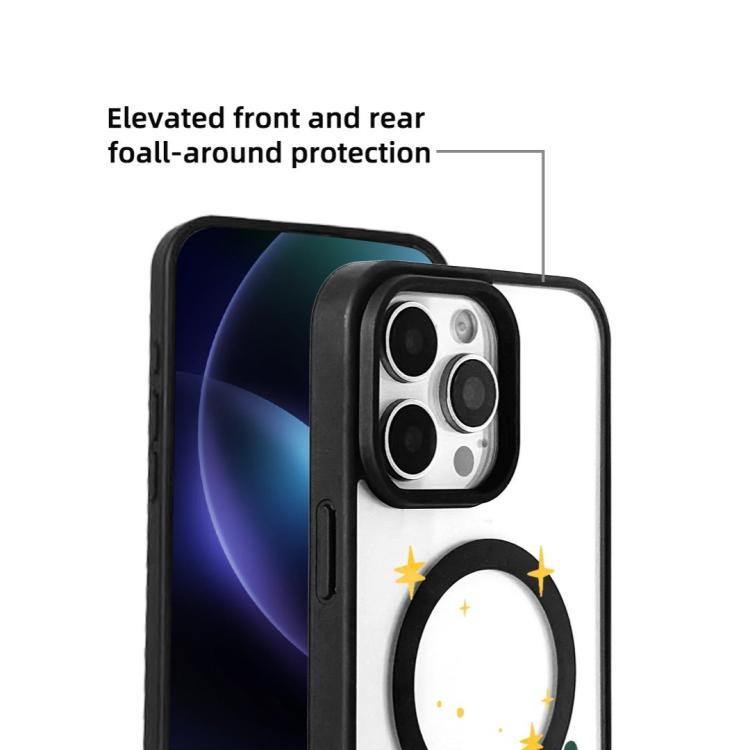 For  iPhone 15 Pro Max Christmas Series Strong Magnetic Painted Black Edge Phone Case